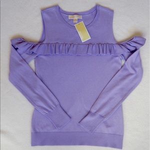 Michael Kors Cold Shoulder Ruffle Sweater (NWT)